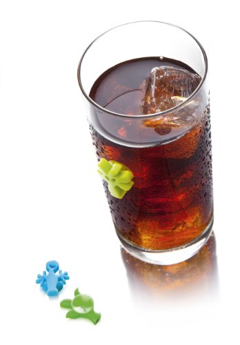 Vacu Vin 1886060-Party People Marcadores de Copas, Silicona, Multicolor, 1.7x7.2x2 cm, 12