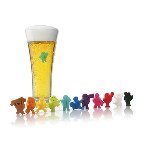 Vacu Vin 1886060-Party People Marcadores de Copas, Silicona, Multicolor, 1.7x7.2x2 cm, 12