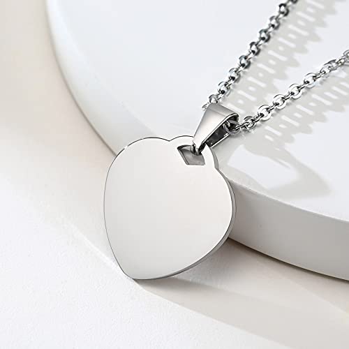 VNOX Collar Pendiente de la identificación de la identificación médica del corazón del Acero Inoxidable con la Cadena de Plata de la Calidad,Grabado Libre