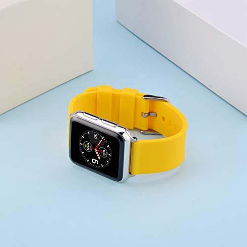 WOCCI 20mm Silicona Correa Reloj con Hebilla Plateada, Liberación Rápida para Hombre Mujer (Amarillo)