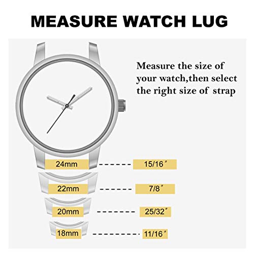 WOCCI 24mm Rayas Textura Correas de Reloj de Silicona con Hebilla de Plata para Hombres Mujeres (Negro)