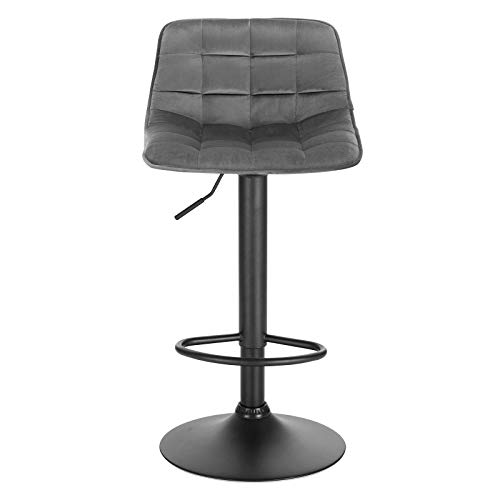 WOLTU 2X Taburetes Alto de Cocina Taburete de Bar Diseño Asiento en Terciopelo Taburete Giratorio con Respaldo Regulable en Altura Muebles Sillas Gris Oscuro BH273dgr-2