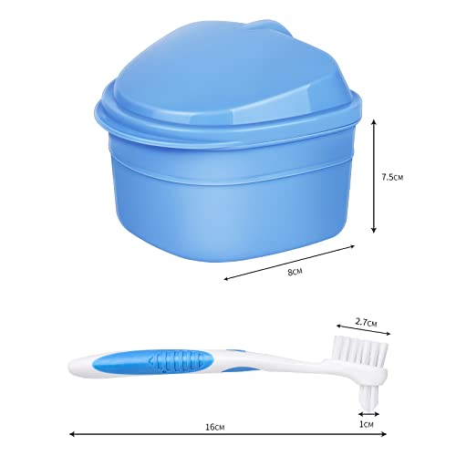 Y-Kelin Kit de limpieza de dentaduras postizas con cepillo de dientes postizos de dos cabezas (Rosado)