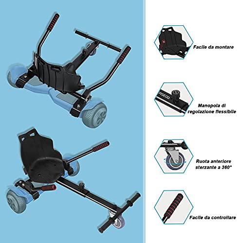 YOLEO Hoverkart para Hoverboard, Silla de Hoverboard, Asiento Hoverkart Go-Kart Silla Kart para Electric Self Balancing Scooter, Compatible con 6.5, 8 y 10 Pulgadas