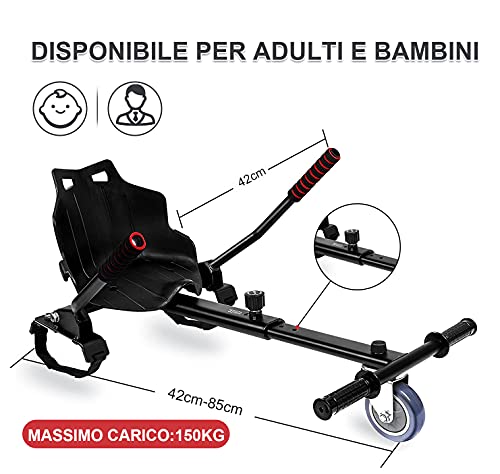 YOLEO Hoverkart para Hoverboard, Silla de Hoverboard, Asiento Hoverkart Go-Kart Silla Kart para Electric Self Balancing Scooter, Compatible con 6.5, 8 y 10 Pulgadas