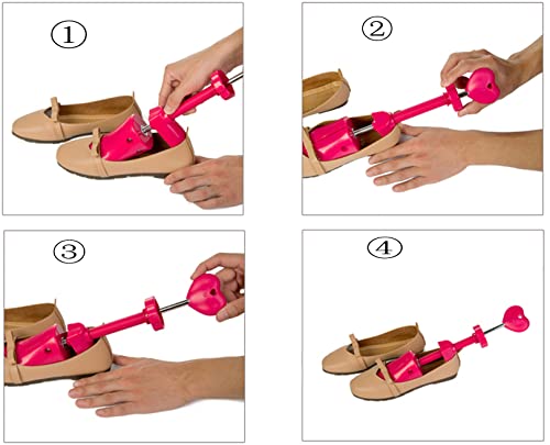 Yx-outdoor Ensanchador de Zapatos para Damas Tacones Bajos, Moldeador de árbol de Zapatos para Mujer, Suave sin dañar la Suela, Adecuado para Tallas de Zapatos 35-42, Rosa Rojo