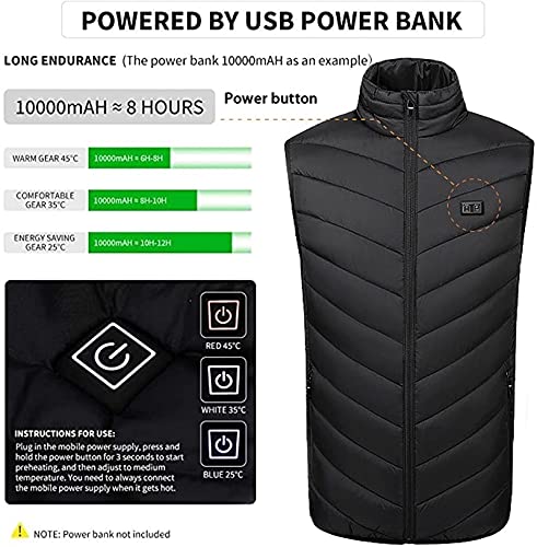 ZHZHUANG Chaleco Climatizado Chaleco Climatizado Eléctrico para Hombres, Chaqueta Calentada Usb Lavable con 3 Nide Calefacción 11 Zonas de Calefacción para Invierno/Black/3Xl